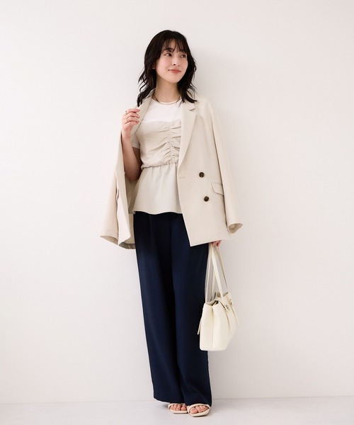 VIS（ビス）の「美easyリネンライクテーラードジャケット/イージーケア・接触冷感・セットアップ対応（テーラードジャケット・レディース・ピンク/ブラック/キナリ/グレー・M/S）」の18枚目の写真