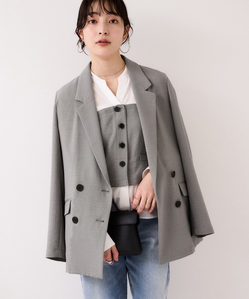 VIS（ビス）の「美easyリネンライクテーラードジャケット/イージーケア・接触冷感・セットアップ対応（テーラードジャケット・レディース・ピンク/ブラック/キナリ/グレー・M/S）」の22枚目の写真