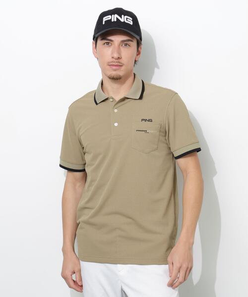 PING(ピン)の「【PING APPAREL】スナップテックス半袖ラインポロシャツ <NATIVE> (MENS)(ポロシャツ・メンズ・ホワイト/ベージュ/ネイビー/ブルー・S/LL1/M/L/LL)」の2枚目の写真