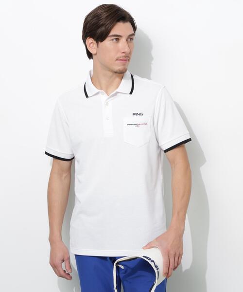 PING(ピン)の「【PING APPAREL】スナップテックス半袖ラインポロシャツ <NATIVE> (MENS)(ポロシャツ・メンズ・ホワイト/ベージュ/ネイビー/ブルー・S/LL1/M/L/LL)」の1枚目の写真