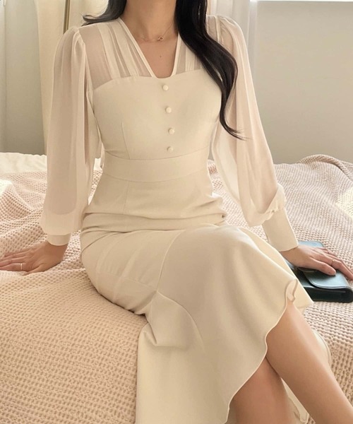 MAISON DE THERESE(メゾン ド テレーズ)の「Vネックマーマイトワンピース 結婚式 入学式 卒業式 成人式 パーティー セレモニー 同窓会 オケージョンドレス(ワンピース・レディース・ブラック/アイボリー・FREE)」の21枚目の写真