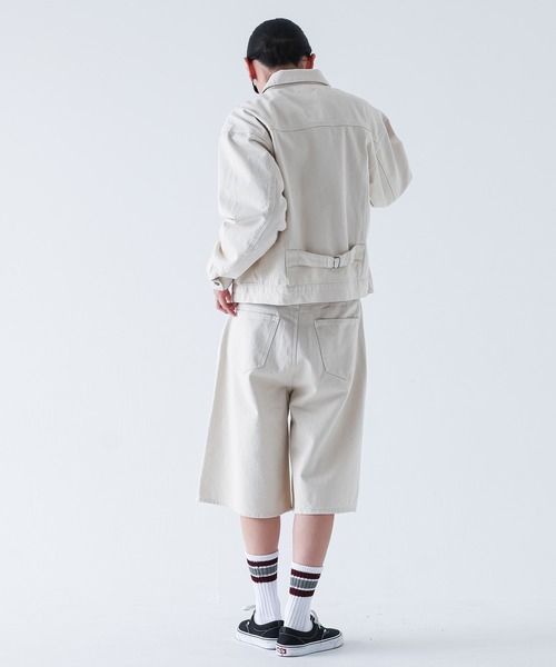 MDR（エムディアール）の「ルーズフィットワイドデニムショーツ【セットアップ対応】（デニムパンツ・メンズ・アイボリー/ネイビー・XL/L/M）」の9枚目の写真