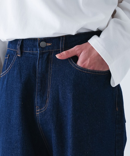 MDR（エムディアール）の「ルーズフィットワイドデニムショーツ【セットアップ対応】（デニムパンツ・メンズ・アイボリー/ネイビー・XL/L/M）」の16枚目の写真