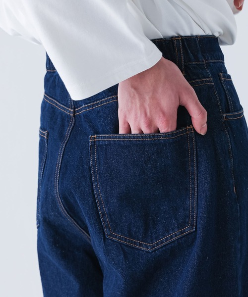 MDR（エムディアール）の「ルーズフィットワイドデニムショーツ【セットアップ対応】（デニムパンツ・メンズ・アイボリー/ネイビー・XL/L/M）」の17枚目の写真