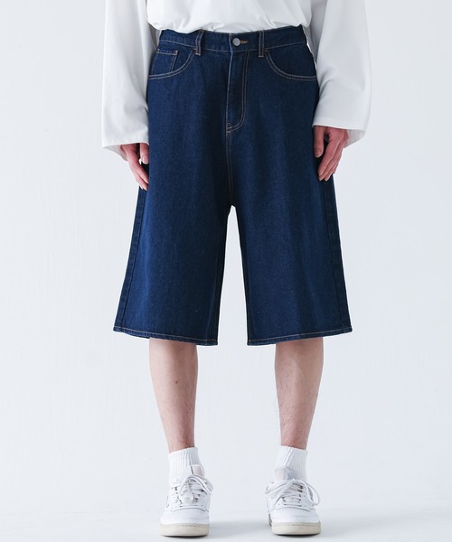 MDR（エムディアール）の「ルーズフィットワイドデニムショーツ【セットアップ対応】（デニムパンツ・メンズ・アイボリー/ネイビー・XL/L/M）」の18枚目の写真