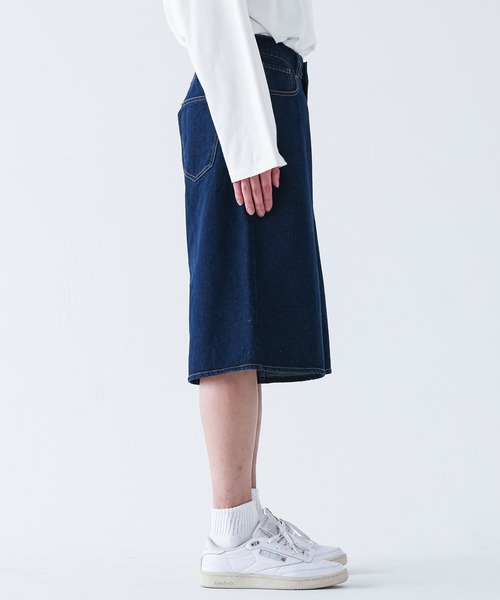 MDR（エムディアール）の「ルーズフィットワイドデニムショーツ【セットアップ対応】（デニムパンツ・メンズ・アイボリー/ネイビー・XL/L/M）」の19枚目の写真