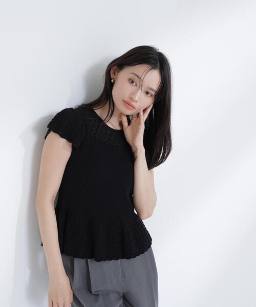 NATURAL BEAUTY BASIC(ナチュラルビューティーベーシック)の「【Oggi.jp掲載】◇透かし編みフリルニット(ニット/セーター・レディース・オフホワイト/レッド/ブラック・FREE)」の13枚目の写真
