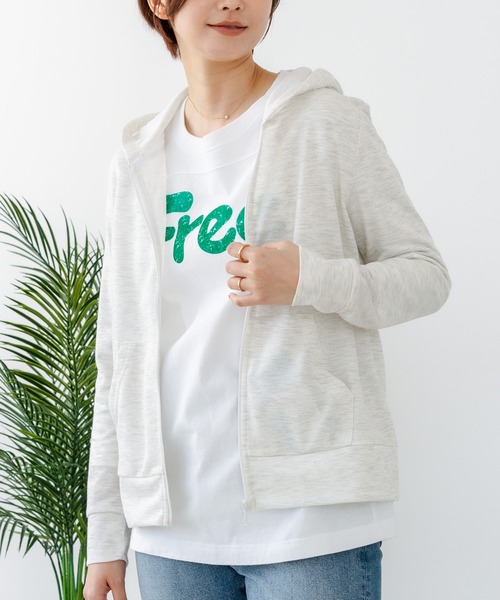 fort point(フォーポイント)の「【C-FORT POINT/フォートポイント】【UVカット&DRY機能付き】裏メッシュジップパーカー 軽量 吸汗速乾 紫外線対策 通気性 軽量 蒸れにくい デイリーユース アウトドア スポーツ(パーカー・レディース・ミント/ライトパープル/ベージュ/ライトグレー/ブラック/サックスブルー/杢グレー/ネイビー・MEDIUM/LARGE)」の1枚目の写真