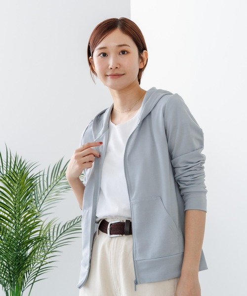 fort point(フォーポイント)の「【C-FORT POINT/フォートポイント】【UVカット&DRY機能付き】裏メッシュジップパーカー 軽量 吸汗速乾 紫外線対策 通気性 軽量 蒸れにくい デイリーユース アウトドア スポーツ(パーカー・レディース・ミント/ライトパープル/ベージュ/ライトグレー/ブラック/サックスブルー/杢グレー/ネイビー・MEDIUM/LARGE)」の20枚目の写真