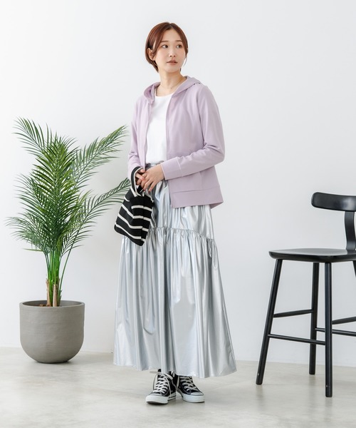 fort point(フォーポイント)の「【C-FORT POINT/フォートポイント】【UVカット&DRY機能付き】裏メッシュジップパーカー 軽量 吸汗速乾 紫外線対策 通気性 軽量 蒸れにくい デイリーユース アウトドア スポーツ(パーカー・レディース・ミント/ライトパープル/ベージュ/ライトグレー/ブラック/サックスブルー/杢グレー/ネイビー・MEDIUM/LARGE)」の14枚目の写真