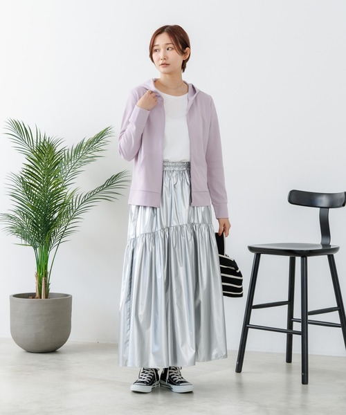 fort point(フォーポイント)の「【C-FORT POINT/フォートポイント】【UVカット&DRY機能付き】裏メッシュジップパーカー 軽量 吸汗速乾 紫外線対策 通気性 軽量 蒸れにくい デイリーユース アウトドア スポーツ(パーカー・レディース・ミント/ライトパープル/ベージュ/ライトグレー/ブラック/サックスブルー/杢グレー/ネイビー・MEDIUM/LARGE)」の13枚目の写真
