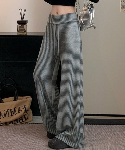 Teem Store(チームストア)の「リラックスボーダーワイドストレートスウェットパンツ イージーパンツ(その他パンツ・レディース・ダークグレー/ホワイト/グレー/ブラック・L/M)」の14枚目の写真