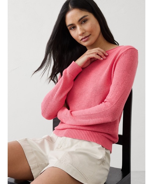BANANA REPUBLIC FACTORY STORE(バナナリパブリック ファクトリーストア)の「BANANA REPUBLIC FACTORY STORE ラミーコットン ポインテール セーター(ニット/セーター・レディース・ベージュ/ネイビー/ライトブルー/ホワイト/ピンク・M/S/XS/L)」の1枚目の写真