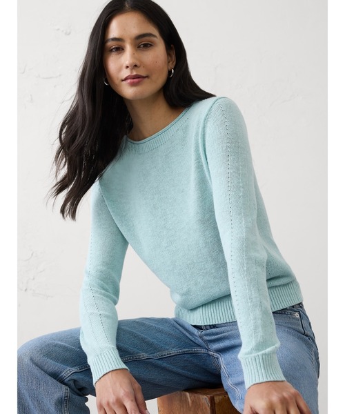 BANANA REPUBLIC FACTORY STORE(バナナリパブリック ファクトリーストア)の「BANANA REPUBLIC FACTORY STORE ラミーコットン ポインテール セーター(ニット/セーター・レディース・ベージュ/ネイビー/ライトブルー/ホワイト/ピンク・M/S/XS/L)」の4枚目の写真