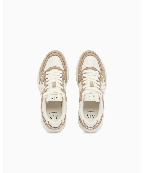 ARMANI EXCHANGE(アルマーニエクスチェンジ)の「【A|X アルマーニ エクスチェンジ】AXロゴ レースアップスニーカー(ZOZO限定カラー含)(スニーカー・レディース・ホワイト×ゴールド/ベージュ・38/37/36/35/39)」の4枚目の写真