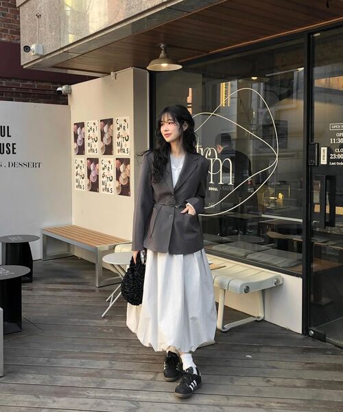 COVERNAT WOMAN(カバーナットウーマン)の「ウィメンズ ベルト付きテーラードジャケット チャコール(その他アウター・レディース・その他・WS/WM)」の11枚目の写真