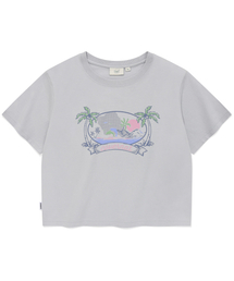 ウィメンズクロップビーチファムTシャツライトブルー
