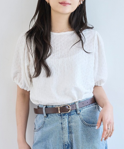 mil(ミル)の「パフスリーブ ポコポコ トップス【586142】(Tシャツ/カットソー・レディース・オフホワイト/ブラック/ライトグレー・XS/S)」の9枚目の写真