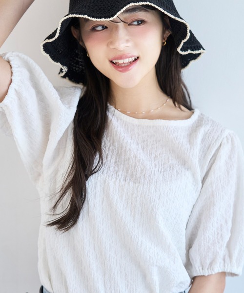 mil(ミル)の「パフスリーブ ポコポコ トップス【586142】(Tシャツ/カットソー・レディース・オフホワイト/ブラック/ライトグレー・XS/S)」の15枚目の写真