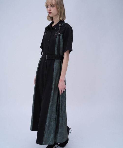 HARE（ハレ）の「ダブルカラーベルトジャガードワンピース(HARE)（ワンピース・レディース・グレー/ブラック・FREE）」の2枚目の写真