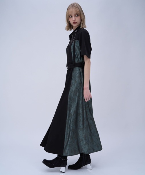 HARE（ハレ）の「ダブルカラーベルトジャガードワンピース(HARE)（ワンピース・レディース・グレー/ブラック・FREE）」の7枚目の写真