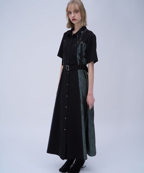 HARE（ハレ）の「ダブルカラーベルトジャガードワンピース(HARE)（ワンピース・レディース・グレー/ブラック・FREE）」の10枚目の写真