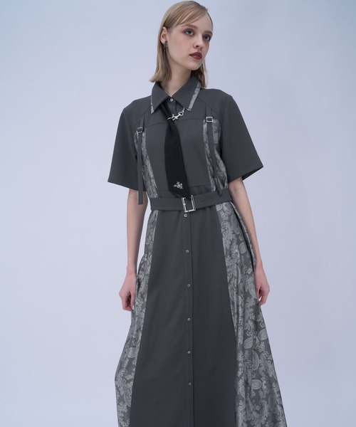 HARE（ハレ）の「ダブルカラーベルトジャガードワンピース(HARE)（ワンピース・レディース・グレー/ブラック・FREE）」の12枚目の写真