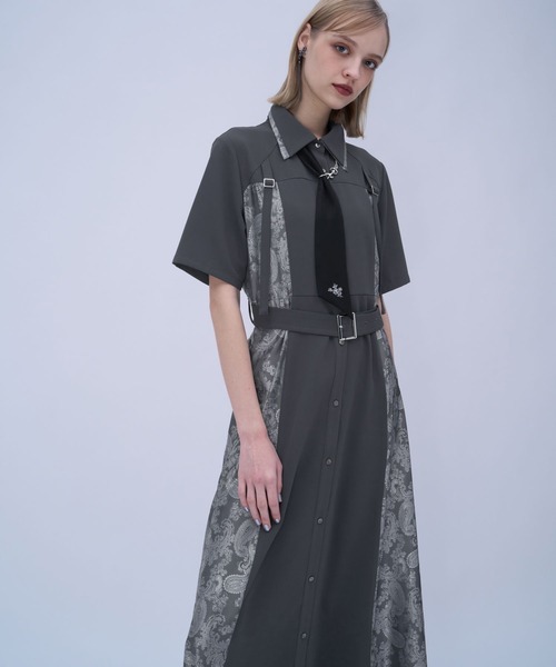 HARE（ハレ）の「ダブルカラーベルトジャガードワンピース(HARE)（ワンピース・レディース・グレー/ブラック・FREE）」の14枚目の写真