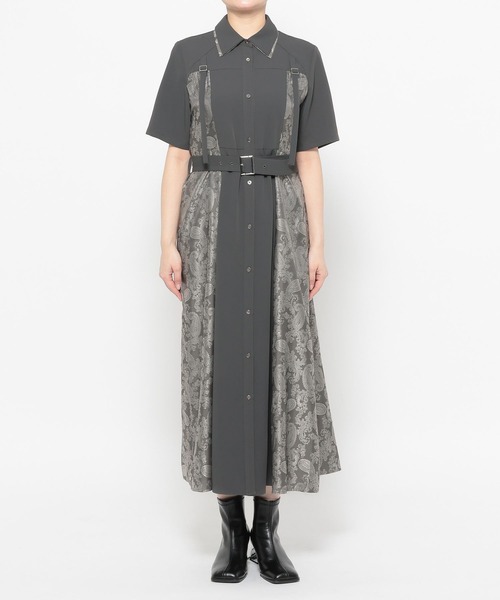 HARE（ハレ）の「ダブルカラーベルトジャガードワンピース(HARE)（ワンピース・レディース・グレー/ブラック・FREE）」の15枚目の写真