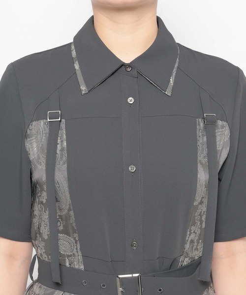 HARE（ハレ）の「ダブルカラーベルトジャガードワンピース(HARE)（ワンピース・レディース・グレー/ブラック・FREE）」の18枚目の写真