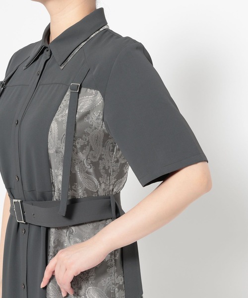 HARE（ハレ）の「ダブルカラーベルトジャガードワンピース(HARE)（ワンピース・レディース・グレー/ブラック・FREE）」の19枚目の写真