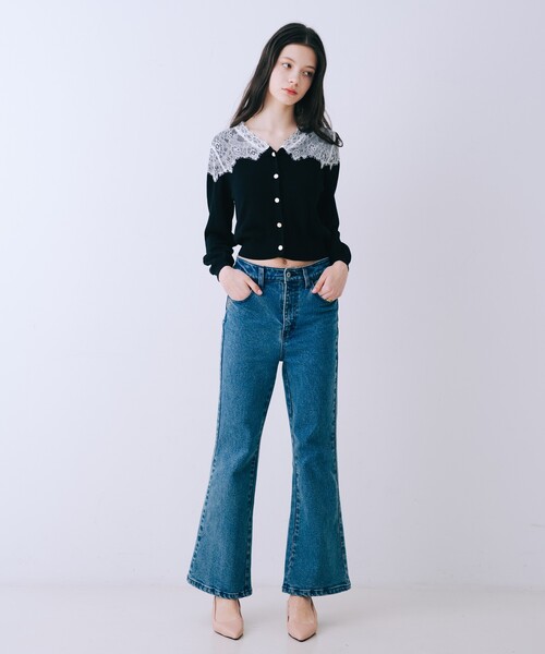 SELFIST（セルフィスト）の「レースショルダーニットカーディガン（ニット/セーター・レディース・ブラック系その他/オフホワイト/ブラック・フリー）」の20枚目の写真