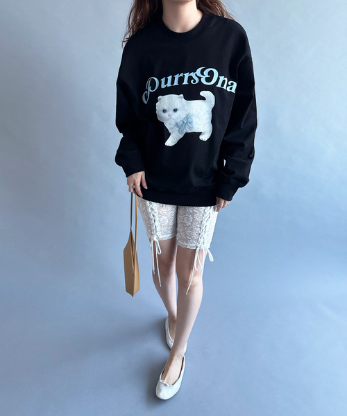 EDIT. FOR LULU（エディットフォールル）の「【YUHAN WANG/ユハン・ワン】purrsona kitty print jumper（Tシャツ/カットソー・レディース・ブラック・FREE）」の15枚目の写真