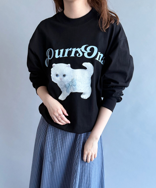 EDIT. FOR LULU（エディットフォールル）の「【YUHAN WANG/ユハン・ワン】purrsona kitty print jumper（Tシャツ/カットソー・レディース・ブラック・FREE）」の14枚目の写真