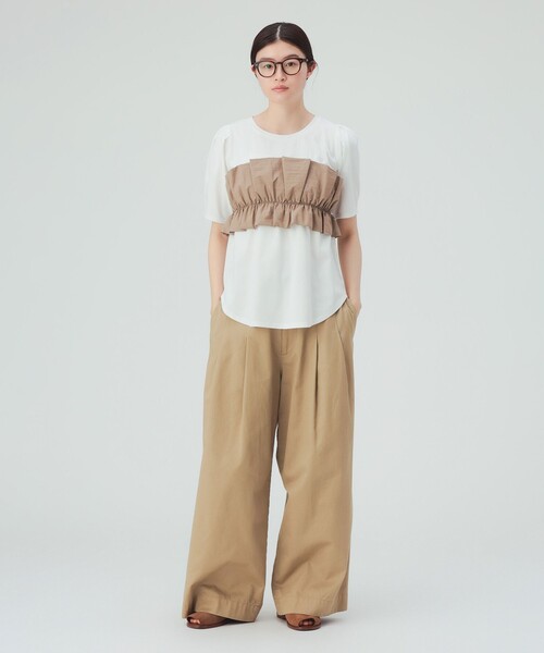 BEAMS HEART(ビームスハート)の「ビスチェ ドッキング Tシャツ(Tシャツ/カットソー・レディース・ホワイト系その他5/ブラック/オフホワイト・FREE)」の5枚目の写真