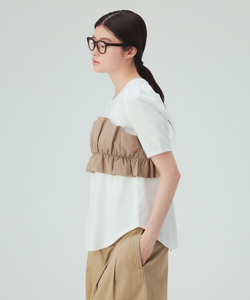 BEAMS HEART(ビームスハート)の「ビスチェ ドッキング Tシャツ(Tシャツ/カットソー・レディース・ホワイト系その他5/ブラック/オフホワイト・FREE)」の8枚目の写真