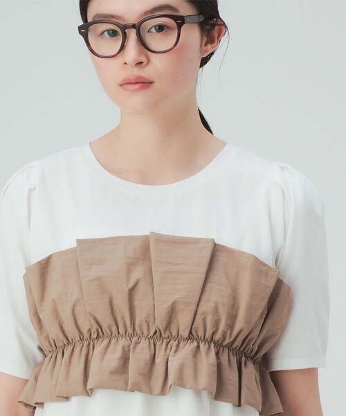 BEAMS HEART(ビームスハート)の「ビスチェ ドッキング Tシャツ(Tシャツ/カットソー・レディース・ホワイト系その他5/ブラック/オフホワイト・FREE)」の9枚目の写真