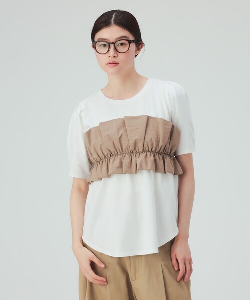 BEAMS HEART(ビームスハート)の「ビスチェ ドッキング Tシャツ(Tシャツ/カットソー・レディース・ホワイト系その他5/ブラック/オフホワイト・FREE)」の1枚目の写真
