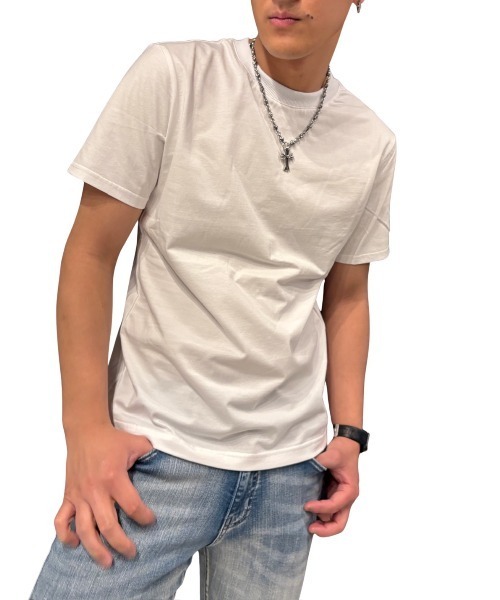COOK JEANS(クックジーンズ)の「袖口ダガー刺繍Tシャツ(Tシャツ/カットソー・メンズ・ホワイト・MEDIUM/LARGE/X-LARGE/SMALL)」の1枚目の写真