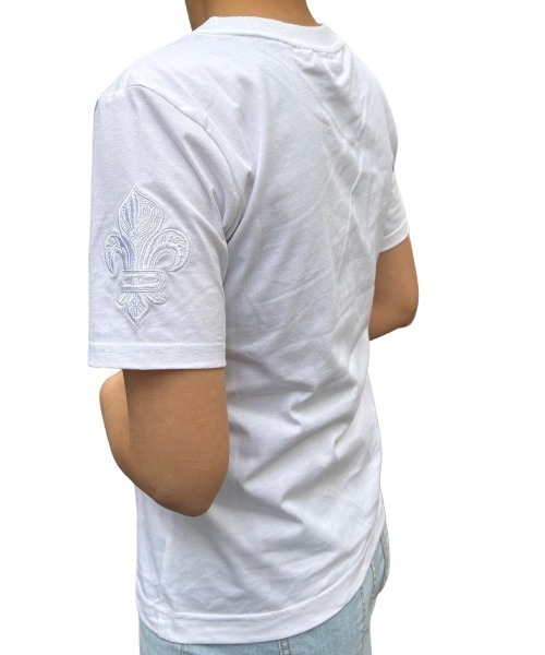 COOK JEANS(クックジーンズ)の「袖口ダガー刺繍Tシャツ(Tシャツ/カットソー・メンズ・ホワイト・MEDIUM/LARGE/X-LARGE/SMALL)」の7枚目の写真