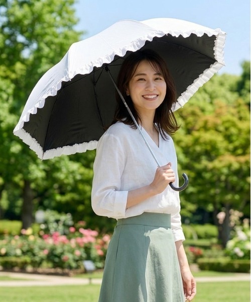 美肌に見える日傘折りたたみPARASOL 一般遮光・晴雨兼用】UV折りたたみ傘/PARASOL/フレンチフリル