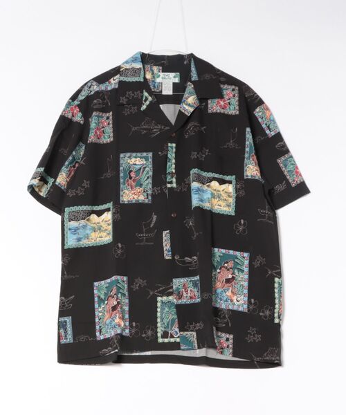 Kahiko(カヒコ)の「【Kahiko】TWO PALMS ポストカーズMEN'Sアロハシャツ(シャツ/ブラウス・メンズ・ネイビー/レッド/ブラック・L/M)」の1枚目の写真