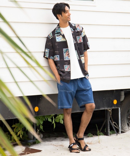 Kahiko(カヒコ)の「【Kahiko】TWO PALMS ポストカーズMEN'Sアロハシャツ(シャツ/ブラウス・メンズ・ネイビー/レッド/ブラック・L/M)」の5枚目の写真