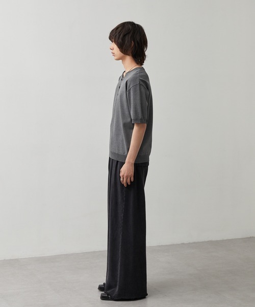 CALLNE(カルネ)の「【CALLNE】Henley-neck Summer Knit Short-sleeve Pullover / ヘンリーネックサマーニット半袖プルオーバー(接触冷感、UVカット)(Tシャツ/カットソー・メンズ・ブラック/チャコールグレー・L/M)」の22枚目の写真