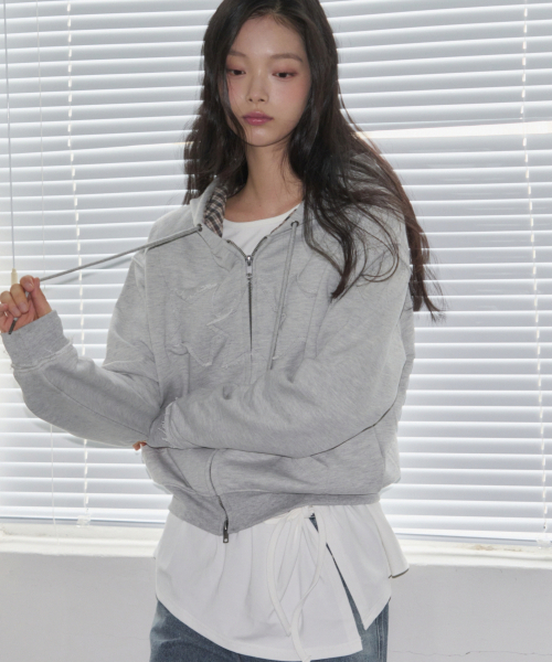 LEATHERY（レザリー）の「[レザリーXアネディン] スターパッチチェックフードジップアップ [ブラック]（パーカー・レディース・その他・M/XS）」の13枚目の写真