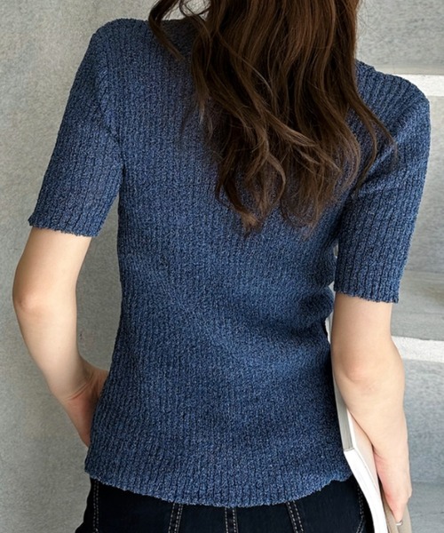 U.S. POLO ASSN.(ユーエスポロアッスン)の「【Ada.別注 U.S. POLO ASSN.】ドライタッチ メランジ 襟付き 半袖 ニット ◎(カーディガン/ボレロ・レディース・オフホワイト/ネイビー/ベージュ・FREE)」の22枚目の写真