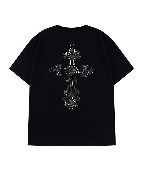 SUPPLIER（サプライヤー）の「A'GEM/9 × .kom 『SUPPLIER/サプライヤー』Royal Cross Rhinestone Tee/スプレークロスラインストーンTシャツ（Tシャツ/カットソー・メンズ・ホワイト/ブラック・M/L）」の2枚目の写真