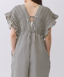 P.V.T（ピーブイティー）の「ストライプシャーリングフリルロンパース（ロンパース）」