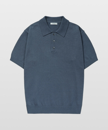 ソフトコットン100 3PLY ポロ 半袖ニット スティールブルー