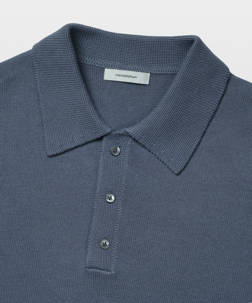 MANNERGRAM(マナーグラム)の「ソフトコットン100 3PLY ポロ 半袖ニット スティールブルー(ニット/セーター・メンズ・その他・LARGE/X-LARGE/XX-LARGE)」の3枚目の写真